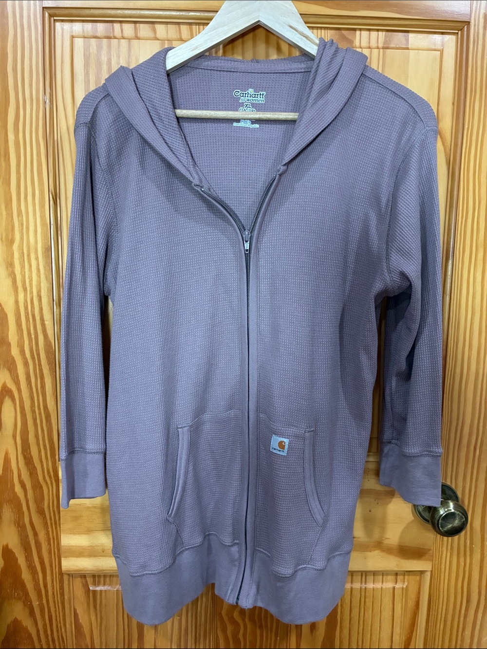 Carhartt Women's Mauve Long Waffle Zip Hoodie